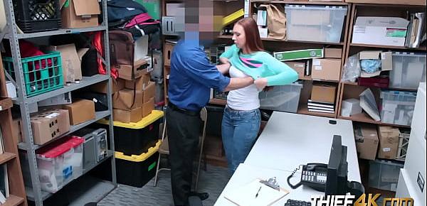  Redhead Ornella gets her tight cunt demolished when found robbing